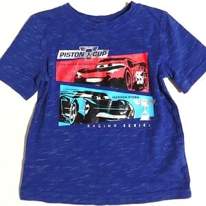 ☆Worn Once☆2017 DISNEY "Cars" Toddler 2T Piston Cup Lightning McQueen Blue Tee☆